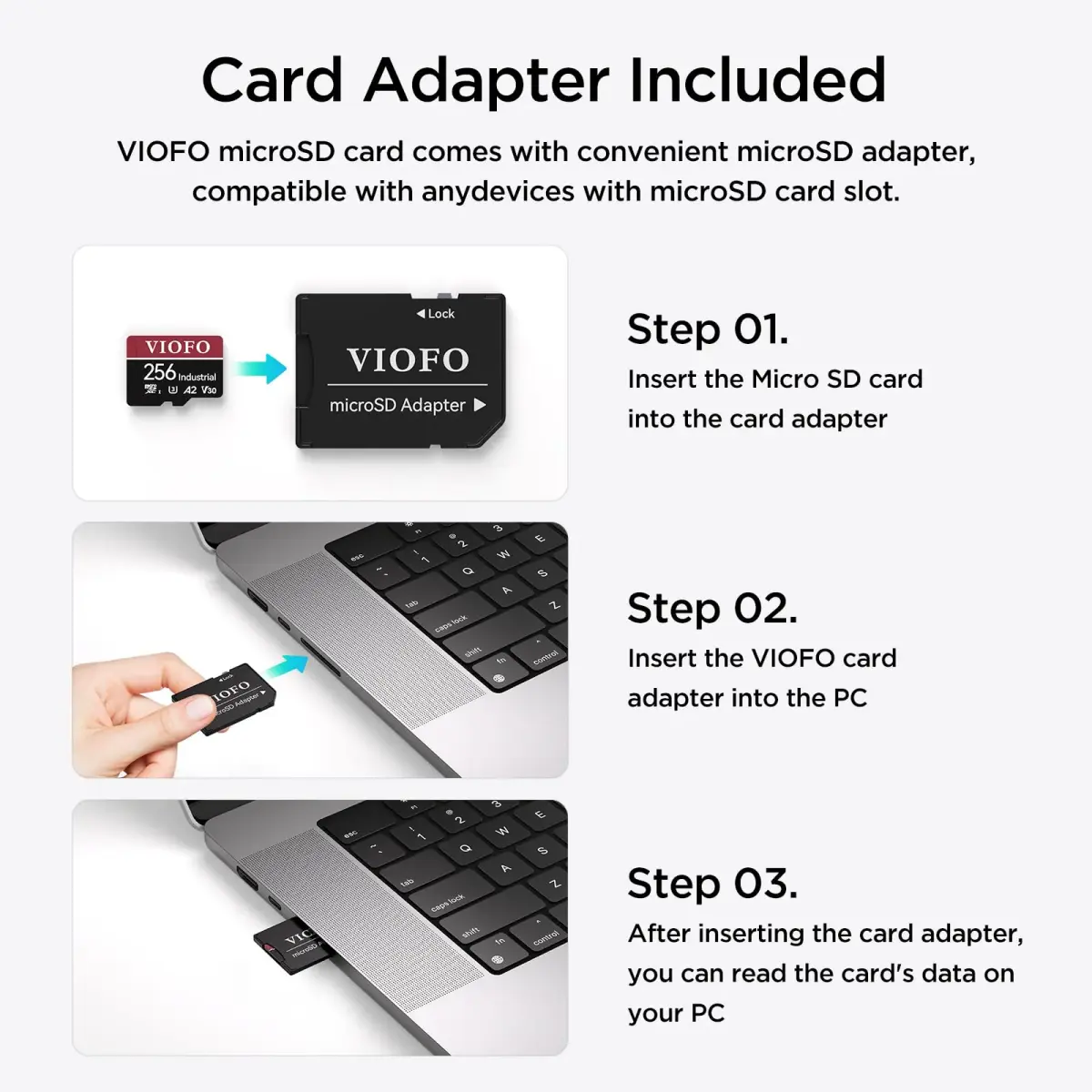 VIOFO 256GB High Endurance microSDXC Card with Adapter | U3 A2 V30 4K Recording - view 3