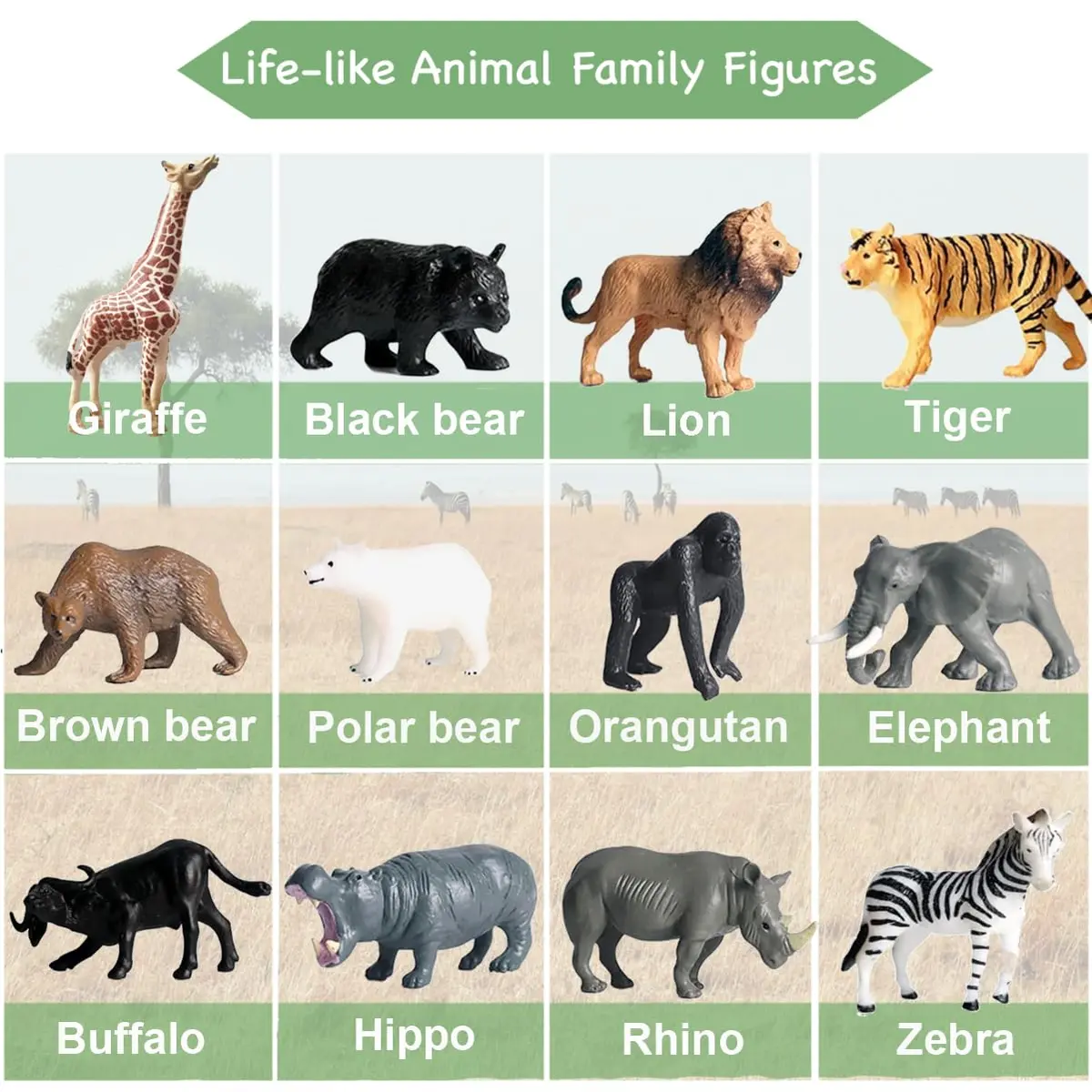 RUSON 12 Pcs Mini Safari Animals Figures Toys | Realistic Jungle Zoo Animal Figurines for Kids - view 2