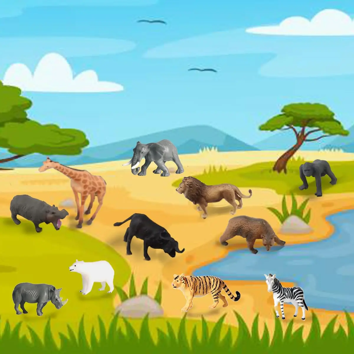 RUSON 12 Pcs Mini Safari Animals Figures Toys | Realistic Jungle Zoo Animal Figurines for Kids - view 4