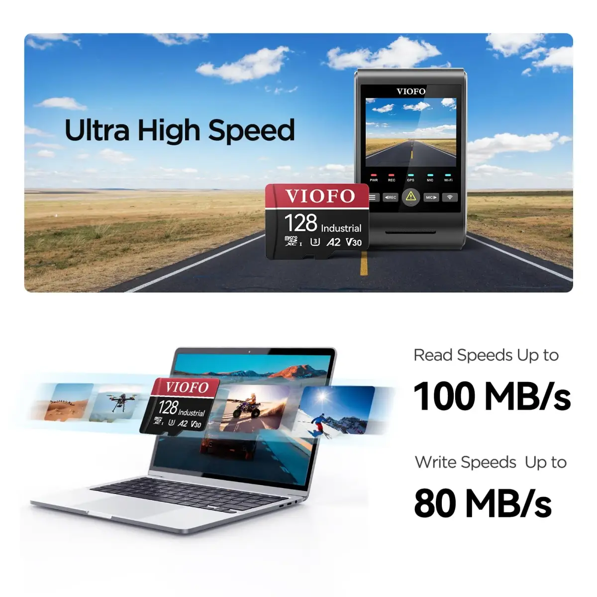 VIOFO 128GB Industrial Grade High Endurance microSDXC Card | 100MB/s Read Speed - view 2