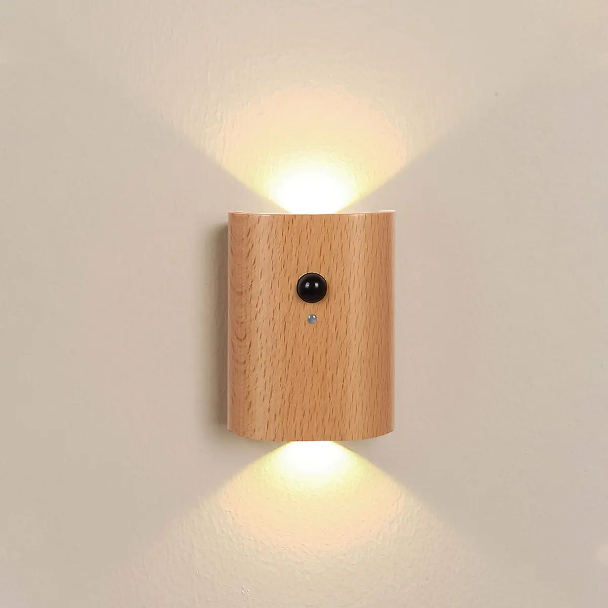 LANDGOO Wood Step Light, Motion Sensor, Rechargeable, Beech Wood | Warm 2700K Night Light with Infrared Sensor - main product image