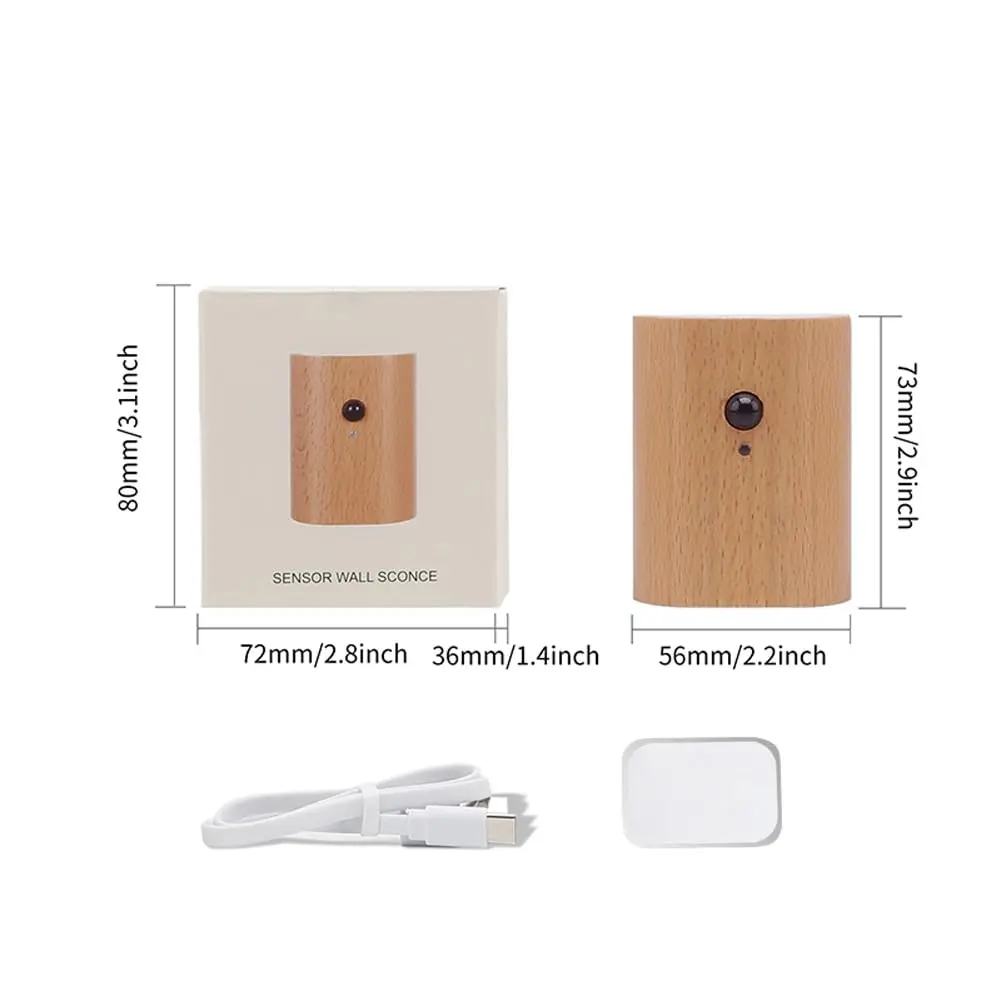 LANDGOO Wood Step Light, Motion Sensor, Rechargeable, Beech Wood | Warm 2700K Night Light with Infrared Sensor - view 9
