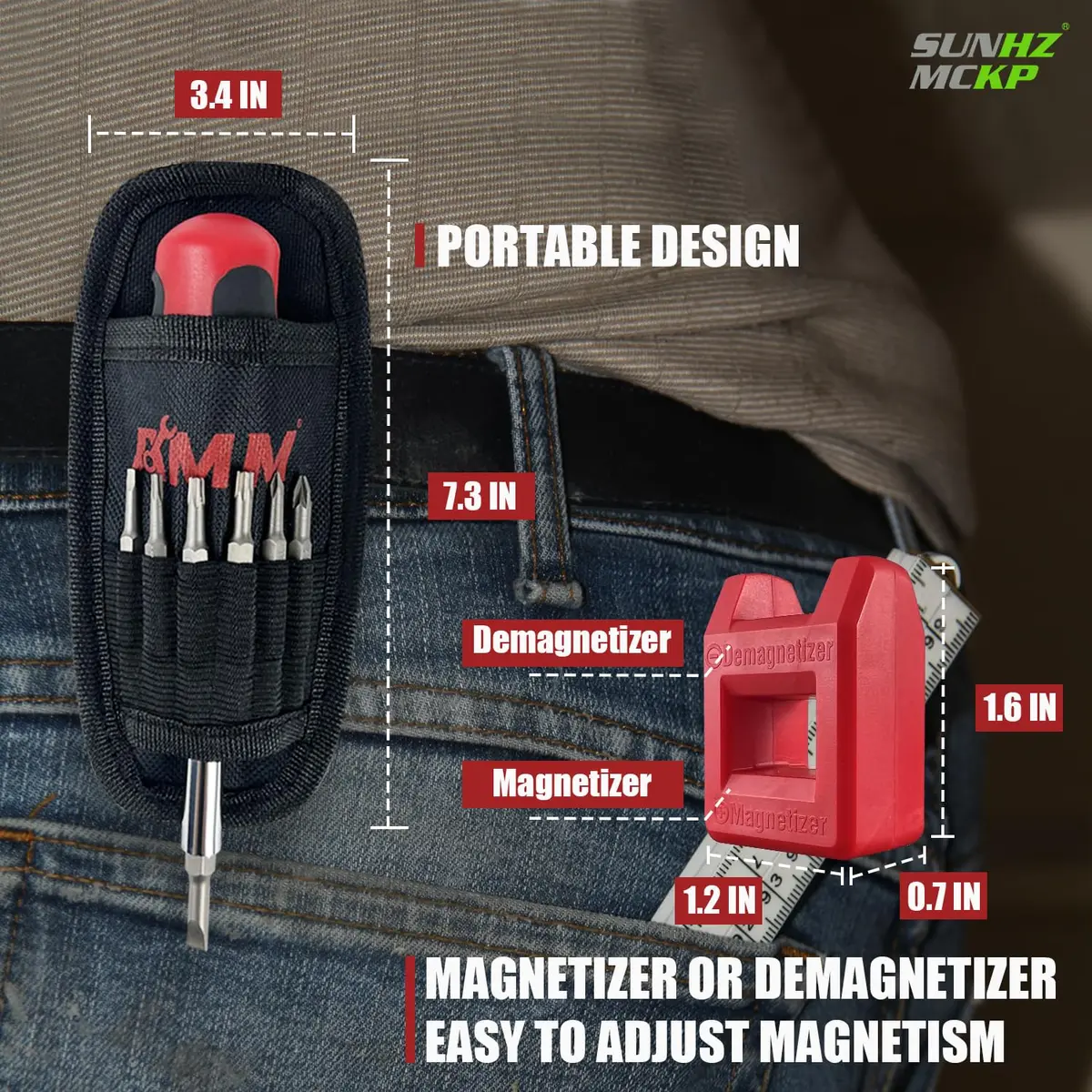 SUNHZ MCKP 18-in-1 Multi-Bit Screwdriver Set with Magnetizer & Storage Bag | Slotted, Phillips, Pozi, Torx, Square, Nut Driver - view 3