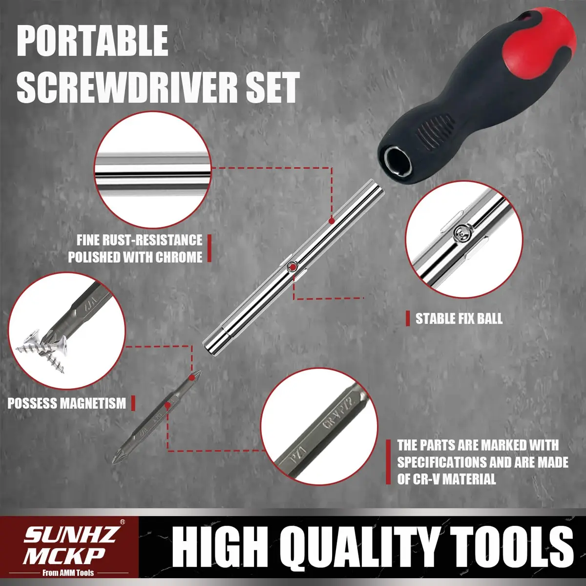 SUNHZ MCKP 18-in-1 Multi-Bit Screwdriver Set with Magnetizer & Storage Bag | Slotted, Phillips, Pozi, Torx, Square, Nut Driver - view 4
