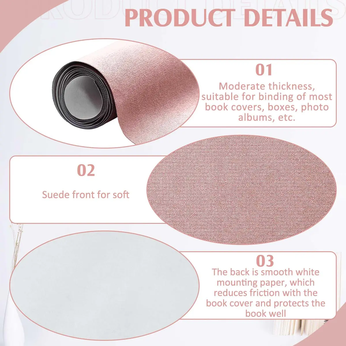 PerKoop Book Cloth for Bookbinding 40x16 Inch | Vibrant Pink Suede Fabric - view 3