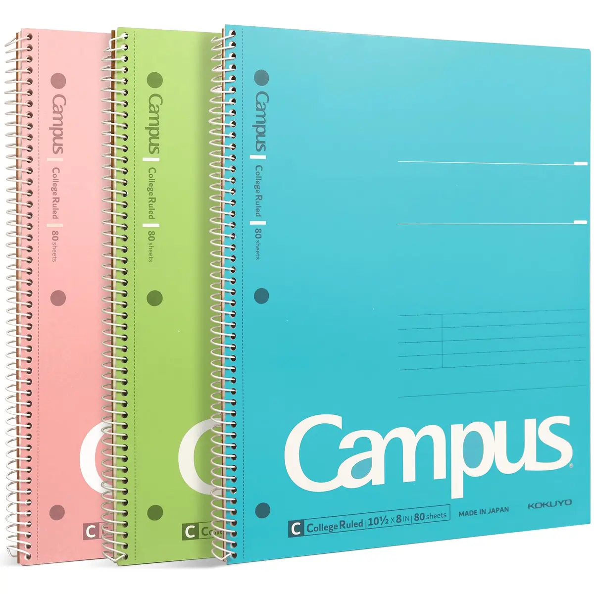 KOKUYO Spiral Notebooks 3 Pack 10-1/2" x 8" College Ruled | Durable Spiral Binding for Long-Term Use - main product image