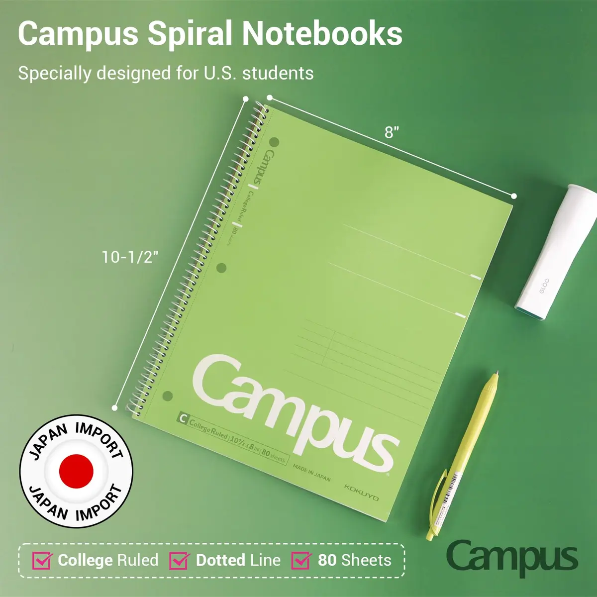 KOKUYO Spiral Notebooks 3 Pack 10-1/2" x 8" College Ruled | Durable Spiral Binding for Long-Term Use - view 2