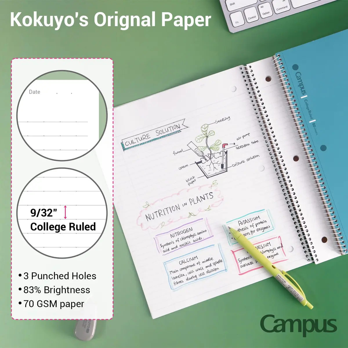 KOKUYO Spiral Notebooks 3 Pack 10-1/2" x 8" College Ruled | Durable Spiral Binding for Long-Term Use - view 3
