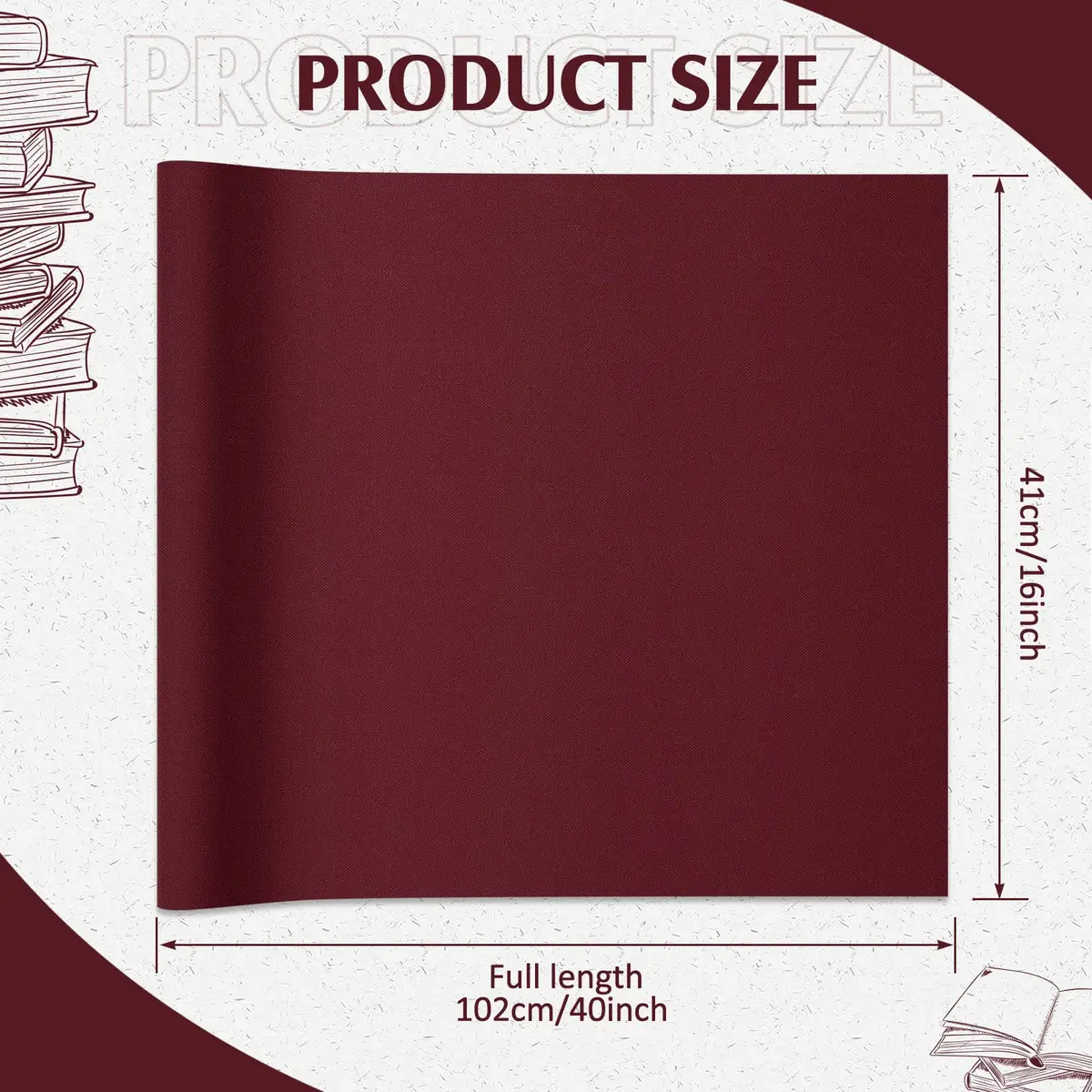 PerKoop Book Cloth Fabric Surface 40x16 Inch Dark Red | Classic Bookbinding Material - view 2