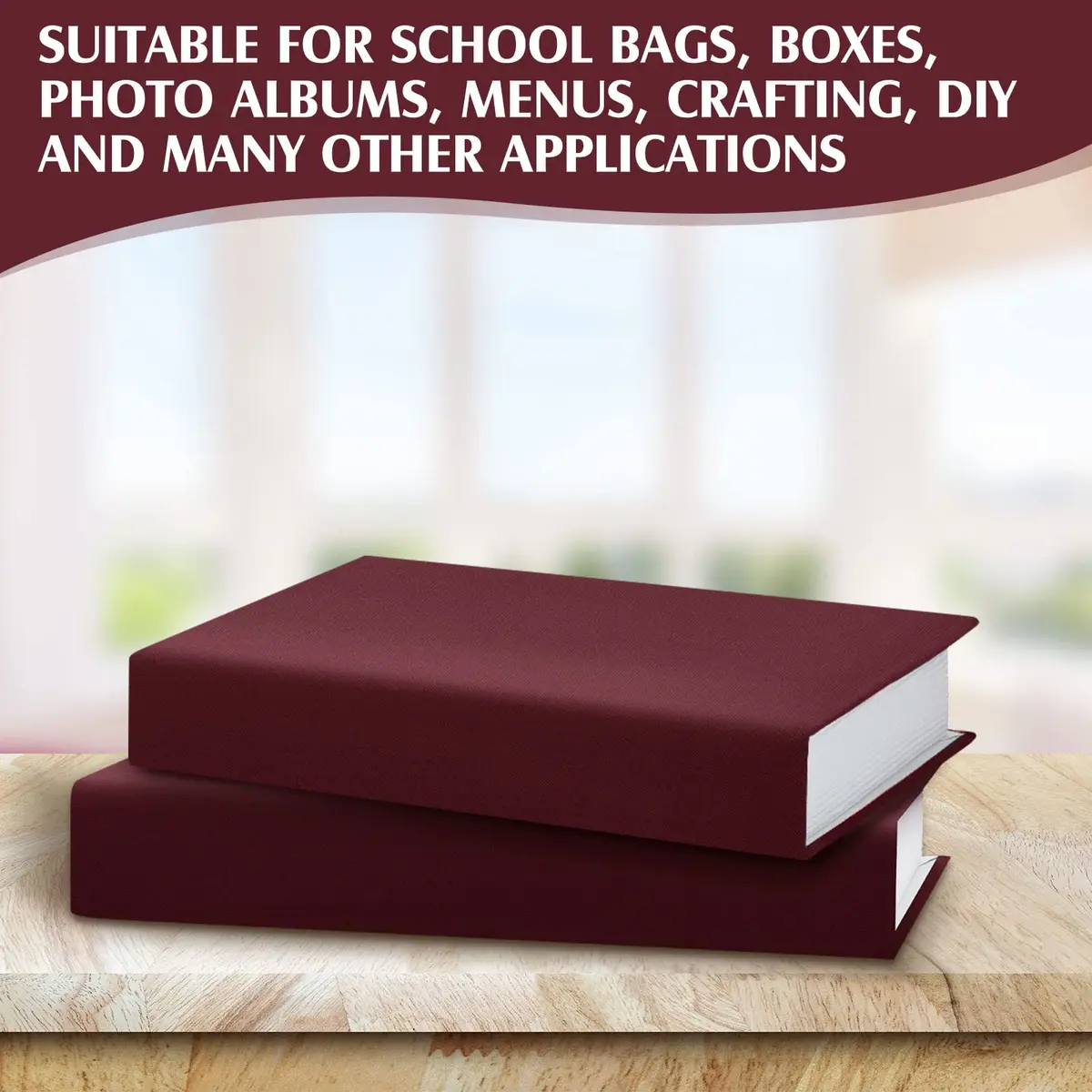 PerKoop Book Cloth Fabric Surface 40x16 Inch Dark Red | Classic Bookbinding Material - view 4