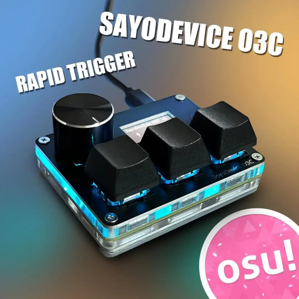 BTXETUEL SayoDevice O3C Mini Keypad with Hall Switches, Knob, Screen & 8000Hz Polling | 3 Magnetic Linear Switches - view 2