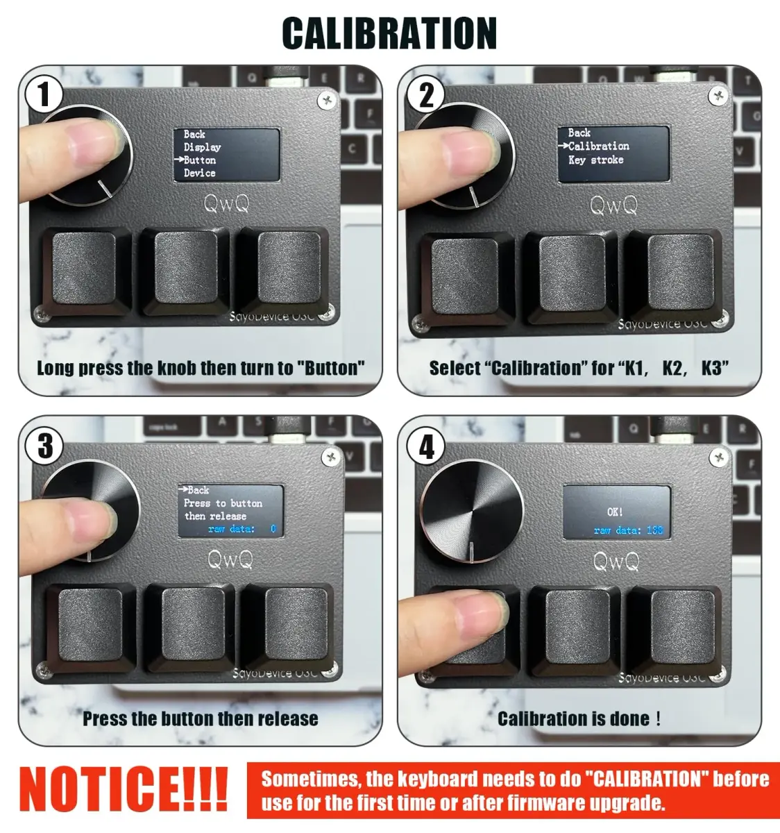BTXETUEL SayoDevice O3C Mini Keypad with Hall Switches, Knob, Screen & 8000Hz Polling | 3 Magnetic Linear Switches - view 4