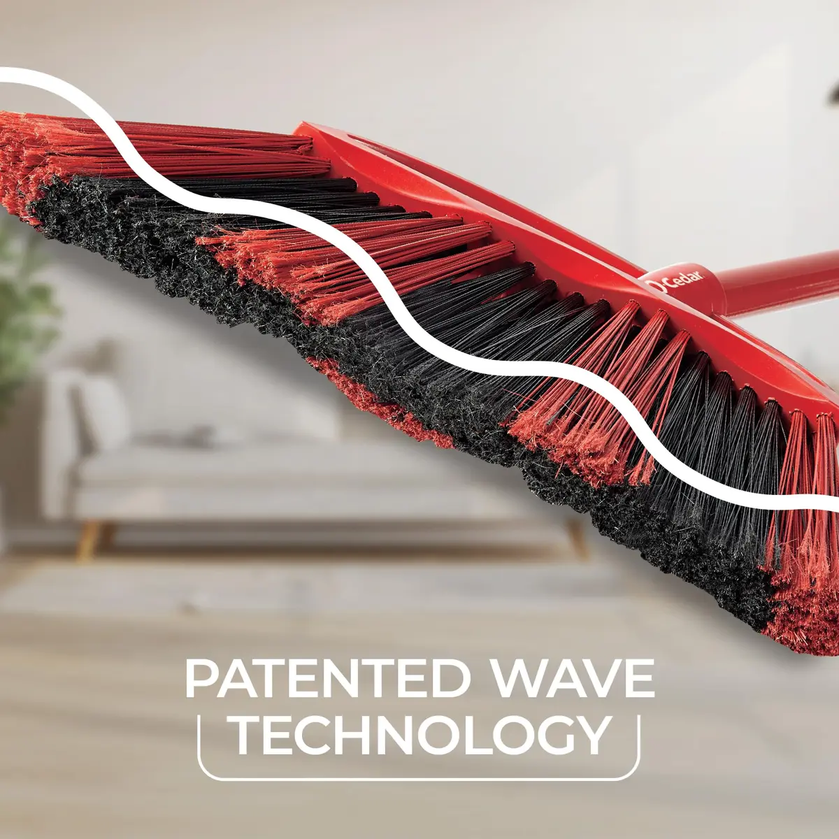 O-Cedar One Sweep Broom & Step-On Dustpan Set | Patented Wave Bristles Remove Over 99% of Dirt in One Pass | Lightweight & Quiet for Pet-Friendly Cleaning - view 2
