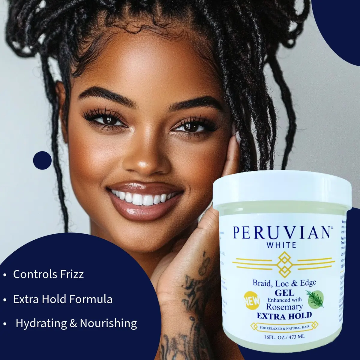 Peruvian white Braid, Loc, and Edge Gel EXTRA HOLD 16 oz | Anti-Frizz & No Flaking for Natural & Relaxed Hair - view 4