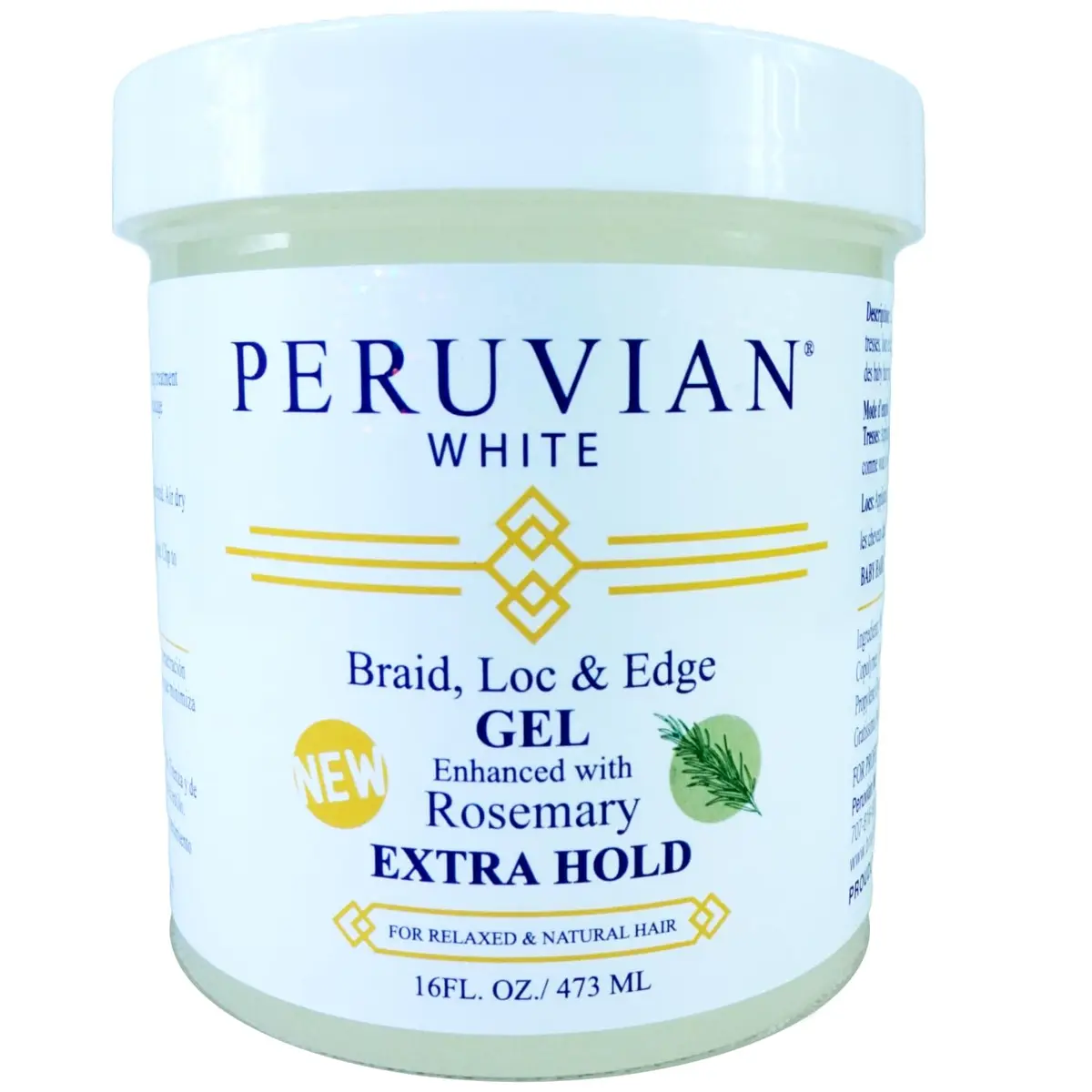 Peruvian white Braid, Loc, and Edge Gel EXTRA HOLD 16 oz | Anti-Frizz & No Flaking for Natural & Relaxed Hair - main product image