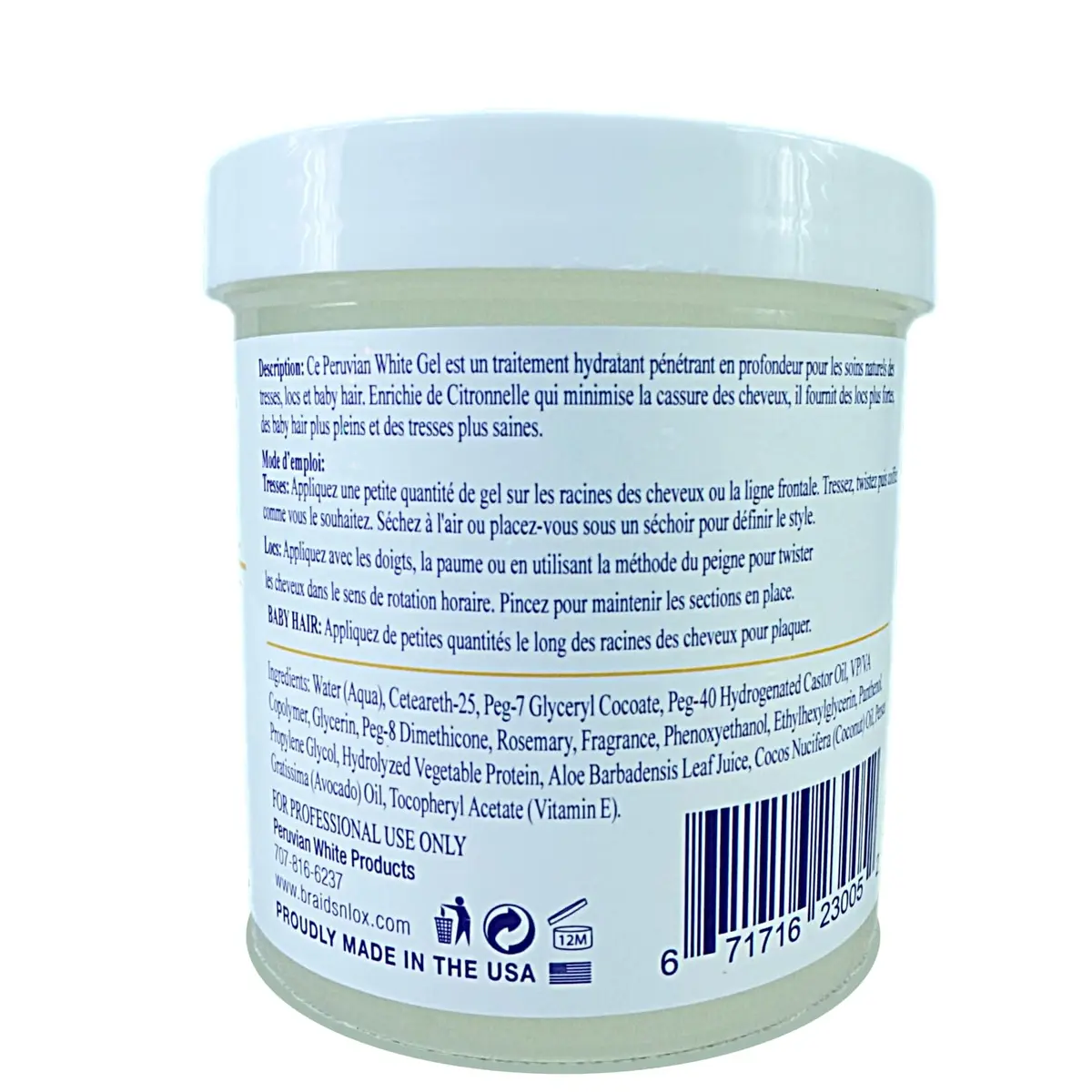 Peruvian white Braid, Loc, and Edge Gel EXTRA HOLD 16 oz | Anti-Frizz & No Flaking for Natural & Relaxed Hair - view 9