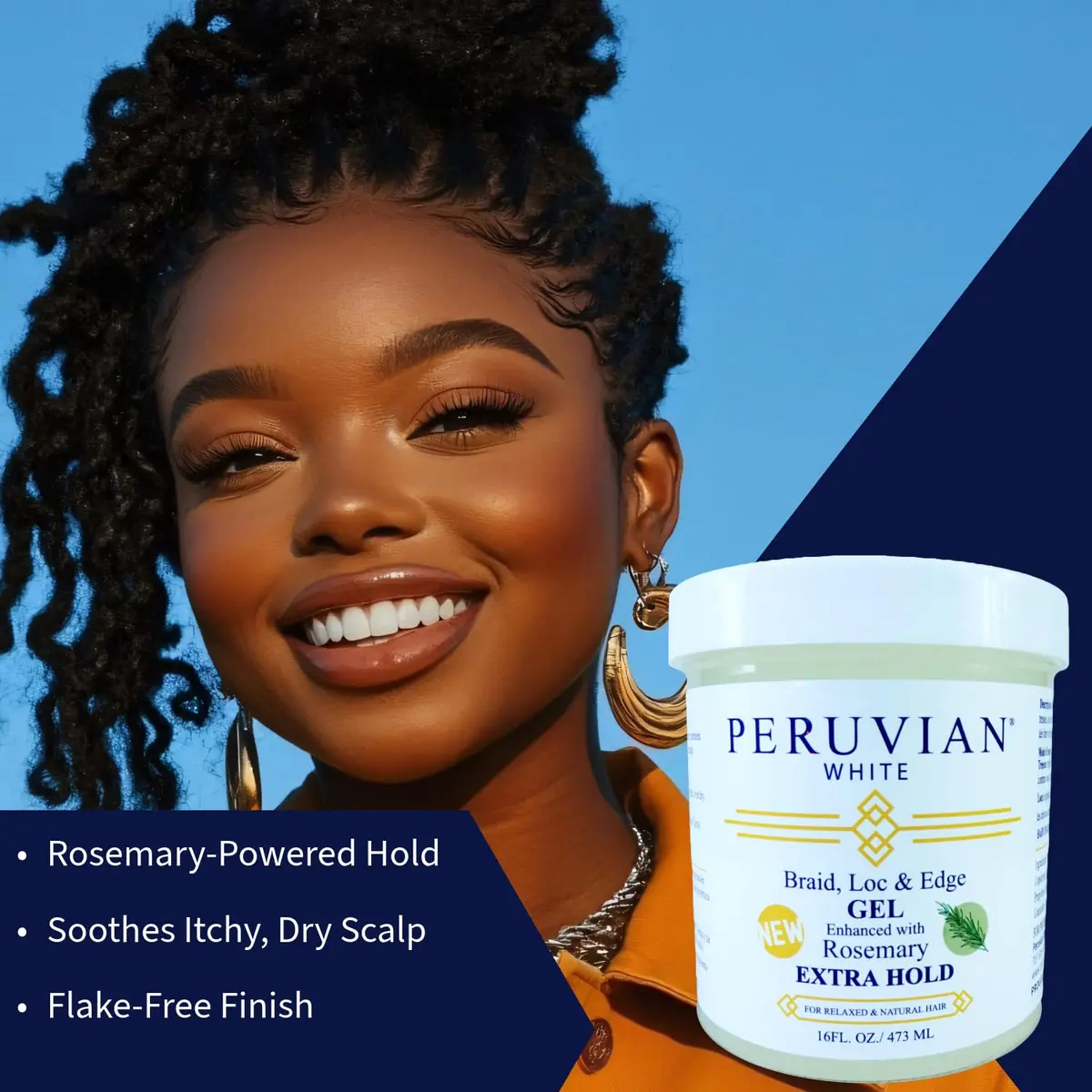 Peruvian white Braid, Loc, and Edge Gel EXTRA HOLD 16 oz | Anti-Frizz & No Flaking for Natural & Relaxed Hair - view 2