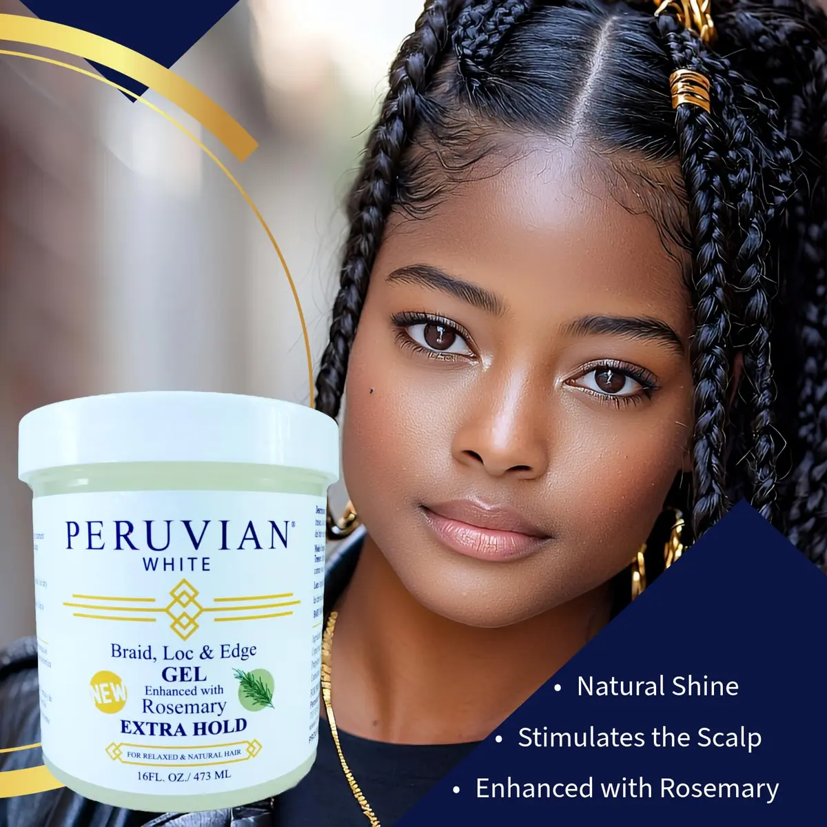 Peruvian white Braid, Loc, and Edge Gel EXTRA HOLD 16 oz | Anti-Frizz & No Flaking for Natural & Relaxed Hair - view 3
