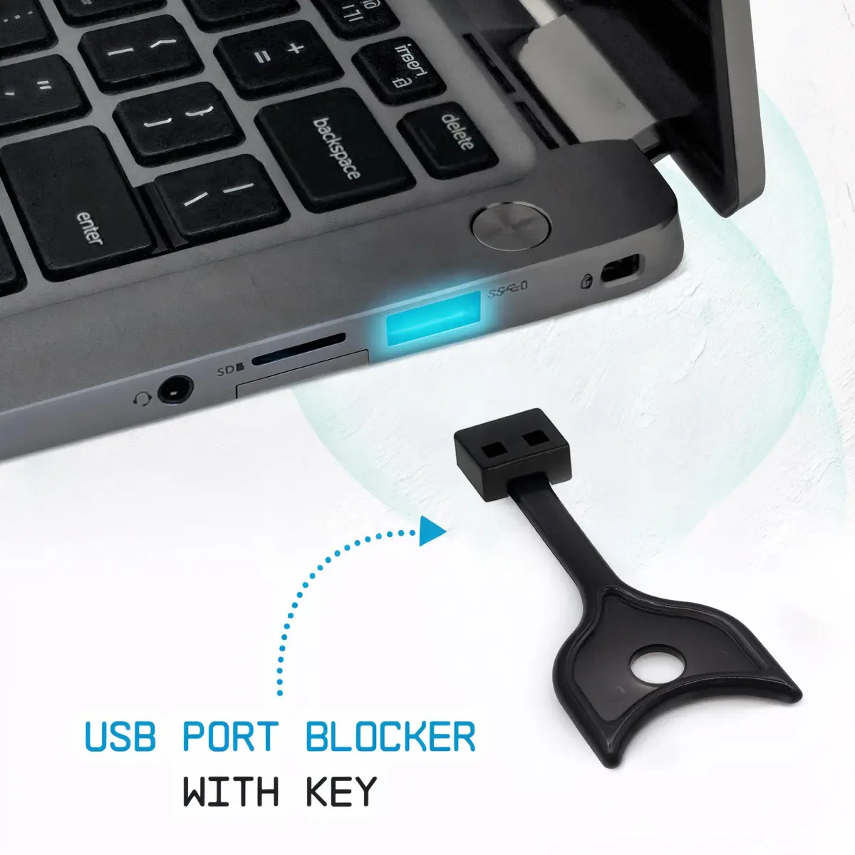 PortPlugs USB-A Port Blockers (10-Pack) with Key Lock | Prevent Data Theft & Dust - view 2
