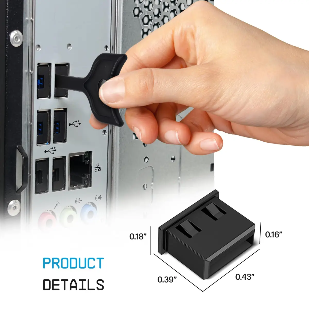 PortPlugs USB-A Port Blockers (10-Pack) with Key Lock | Prevent Data Theft & Dust - view 3