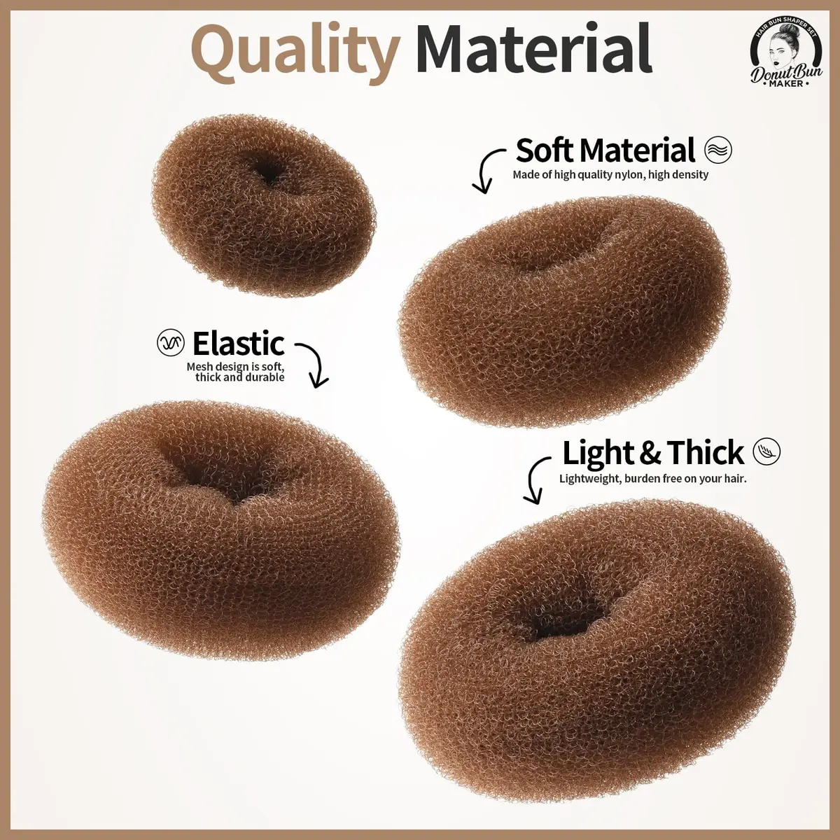 Teenitor Hair Bun Maker Set with Bobby Pins, 4 Sizes Light Brown | Sleek Ballet Buns for Kids & Adults - view 3