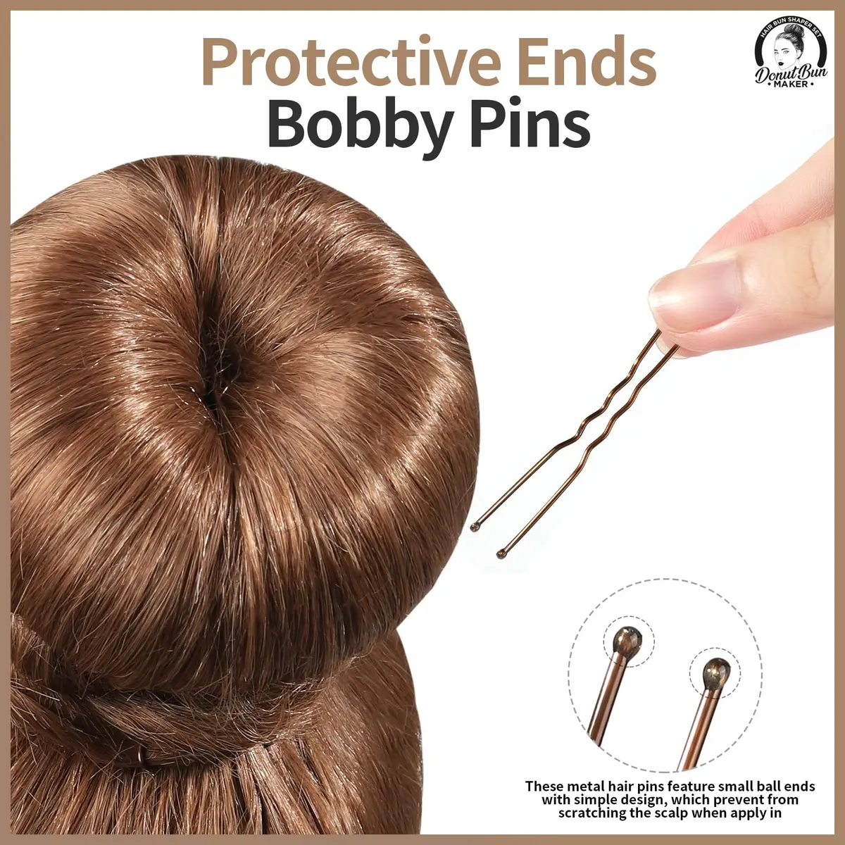 Teenitor Hair Bun Maker Set with Bobby Pins, 4 Sizes Light Brown | Sleek Ballet Buns for Kids & Adults - view 4