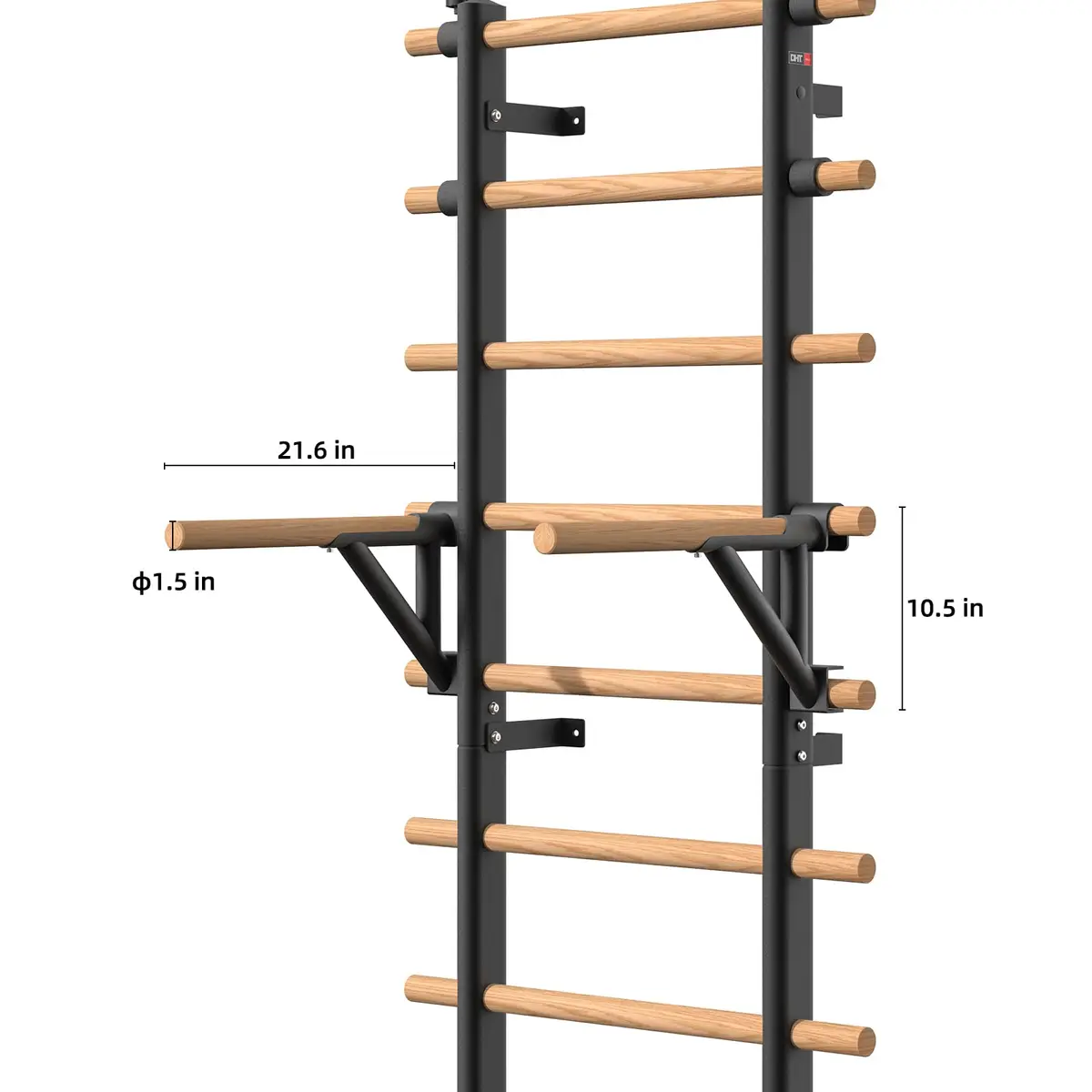 DHT Double Bar Bracket for Swedish Ladder | Adjustable Upper Body Exercise Accessory - view 5