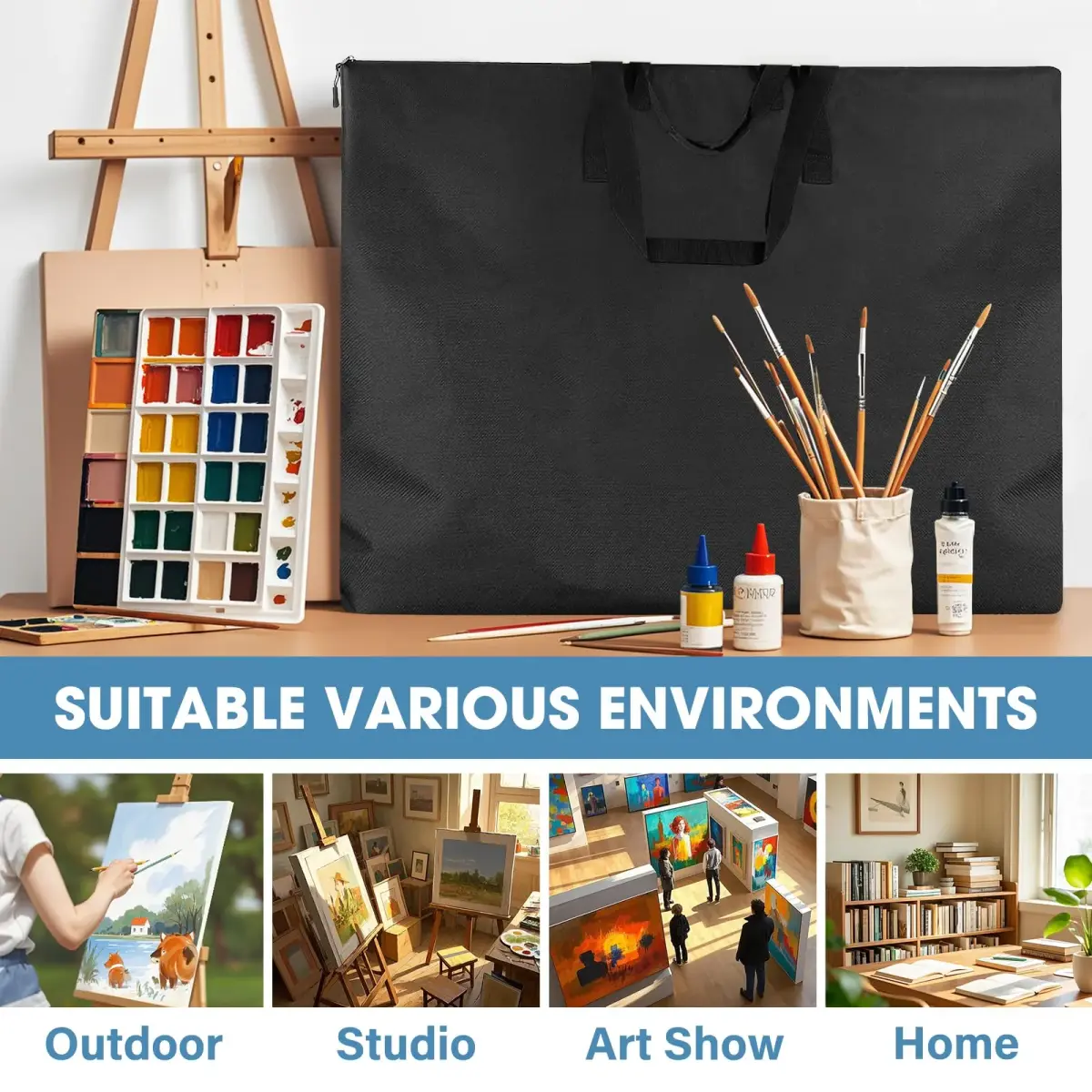 ZKOO Art Portfolio Bag 18 x 24 Inch Black | Lightweight, Waterproof, and Easy to Carry - view 7