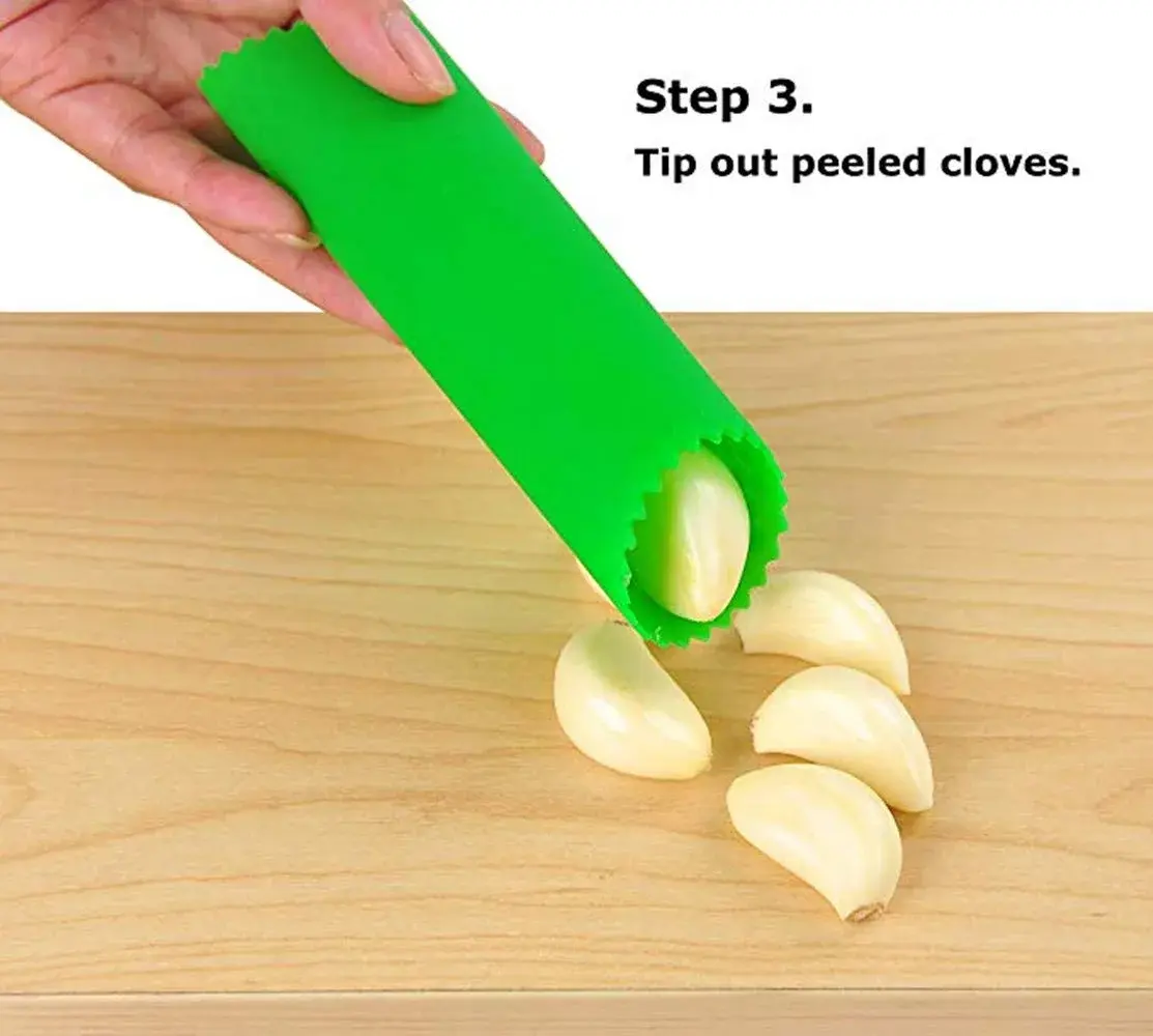 Sinnsally Silicone Tube Garlic Peeler Roller, Black & Clear | Easy Quick Garlic Skin Remover - view 4