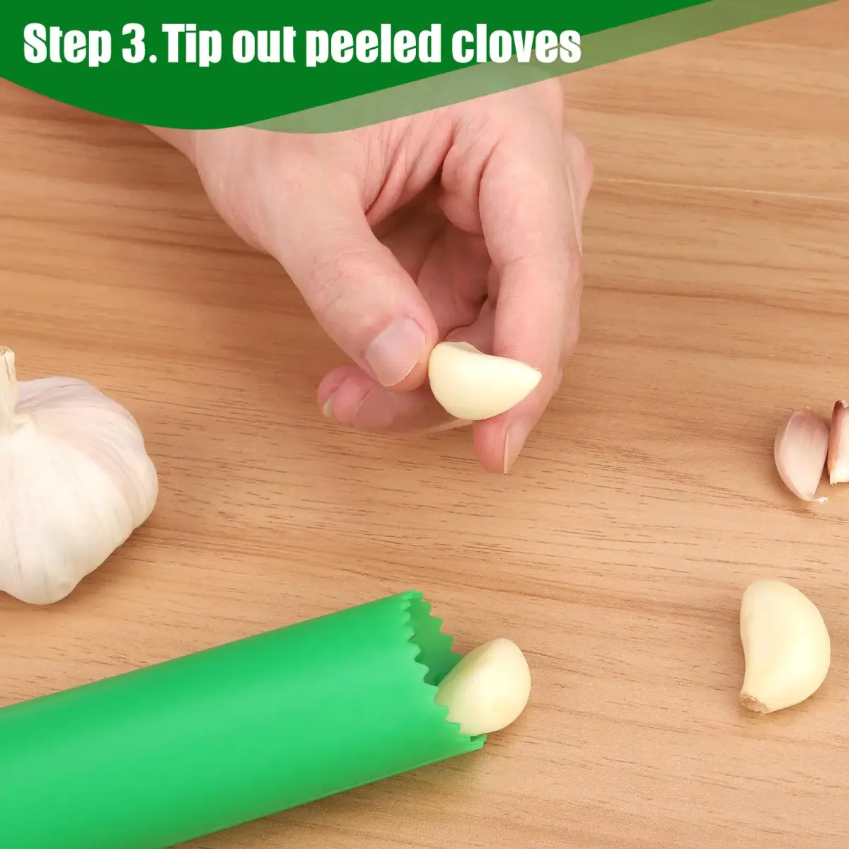 Sinnsally Silicone Garlic Peeler Roller Tube 15cm (5.5 inches) | Easy Quick Garlic Skin Remover - view 4