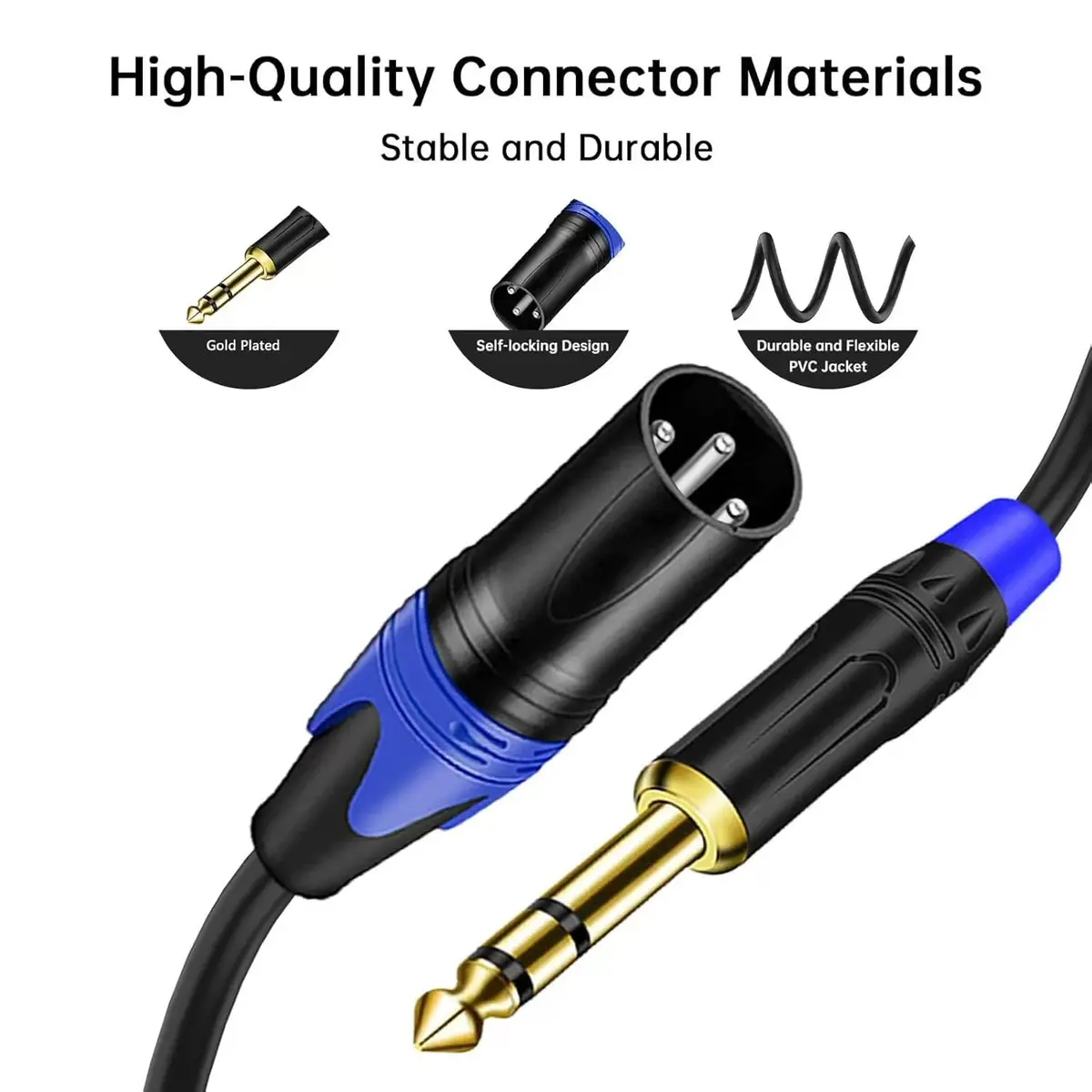 Seefeful 6.35mm Dual TRS to XLR Male Cable 0.3m (11.8 inches) | Balanced Audio Y Splitter for Microphones & Mixers - view 5
