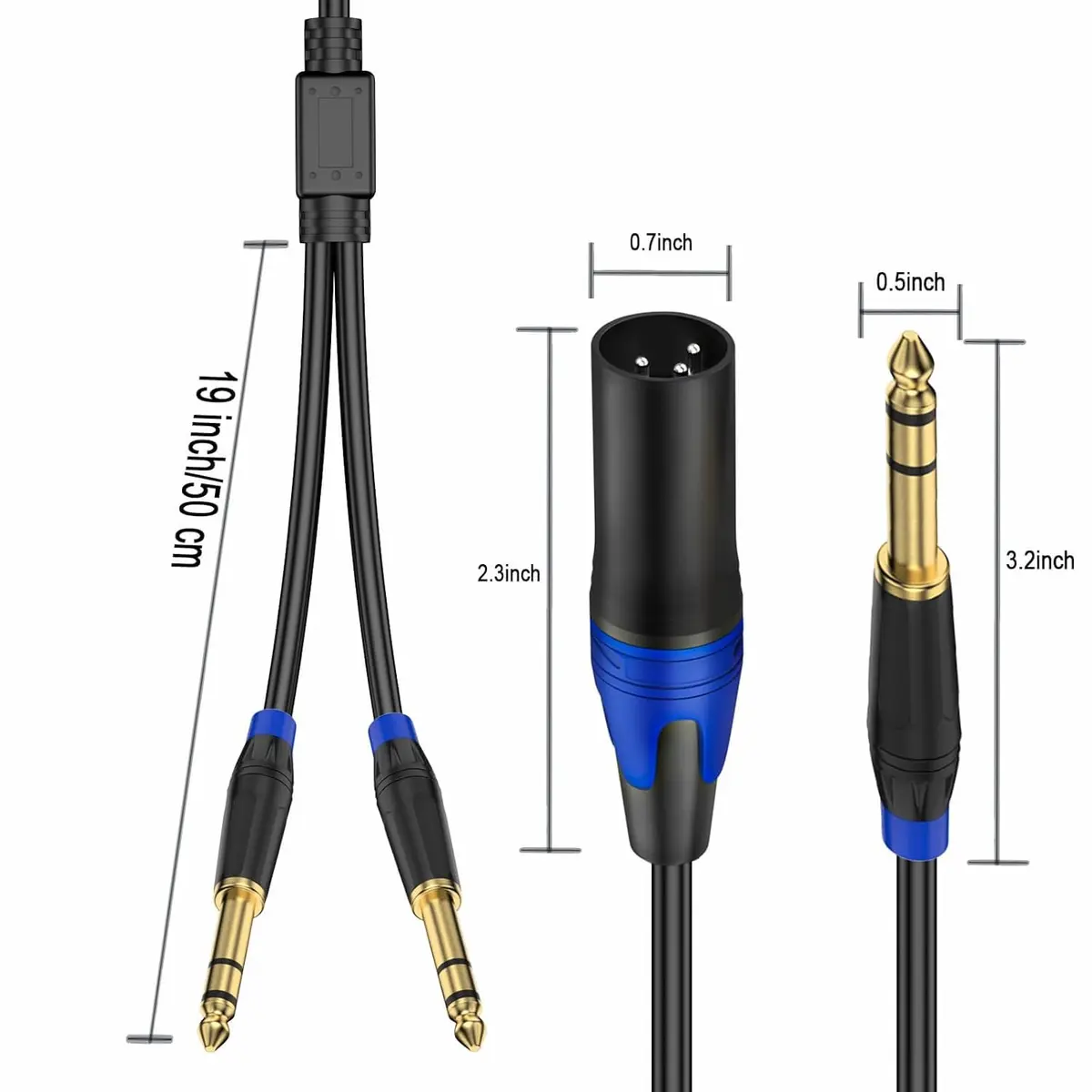 Seefeful 6.35mm Dual TRS to XLR Male Cable 0.3m (11.8 inches) | Balanced Audio Y Splitter for Microphones & Mixers - view 7