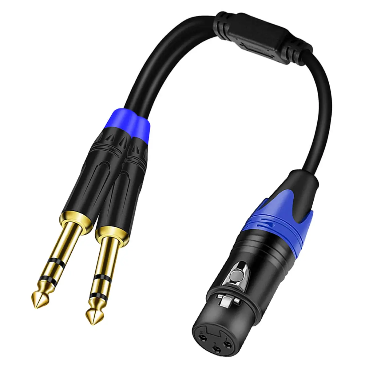 Seefeful 3-Pin XLR Female to Dual 6.35mm (1/4") TS Male Y Splitter Cable 0.3m (11.8") | Balanced Audio Transmission - main product image