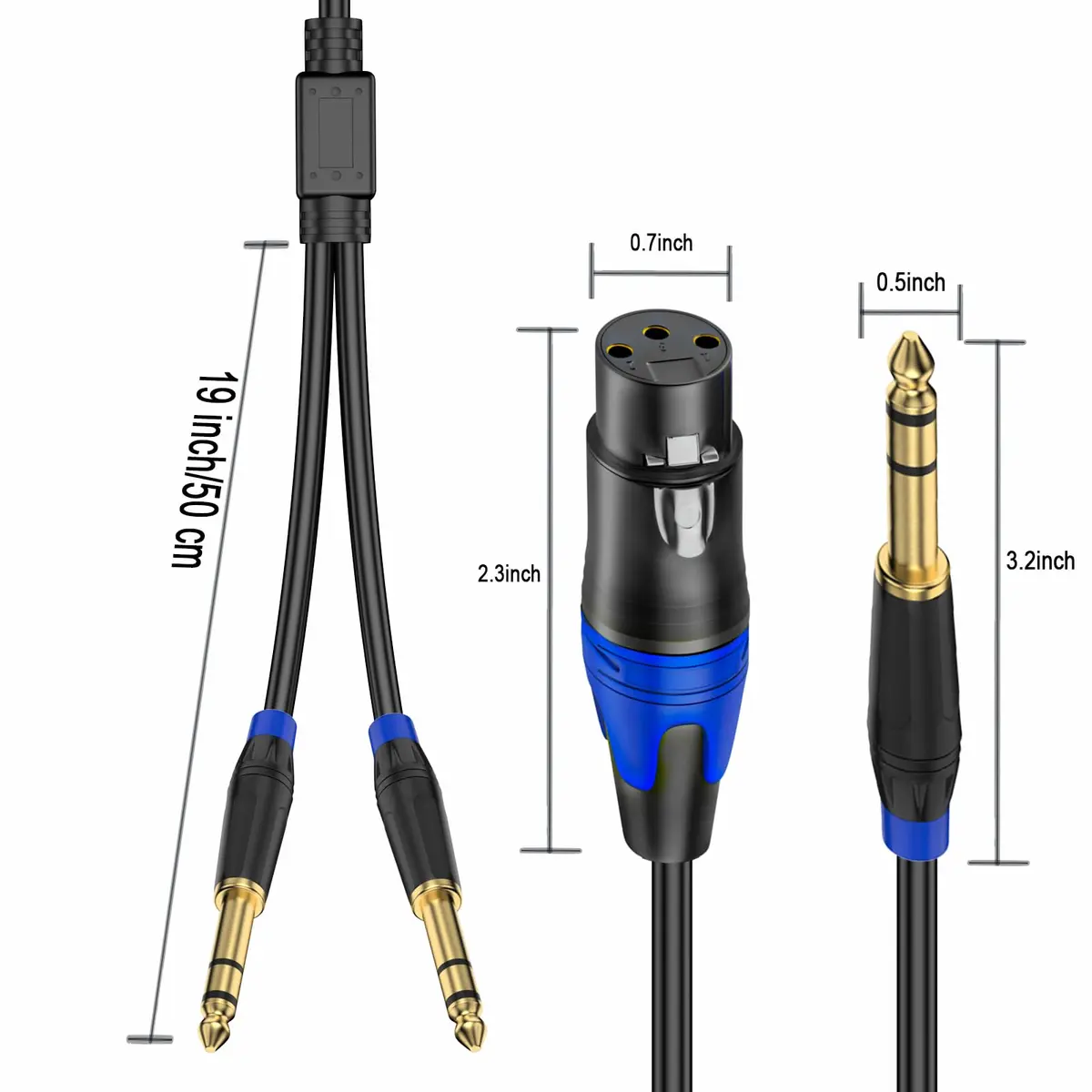 Seefeful Dual 1/4 Inch TRS to XLR Female Cable 2M (6.6FT) | Balanced Audio Y Splitter for Microphones, Mixers, Amplifiers - view 3