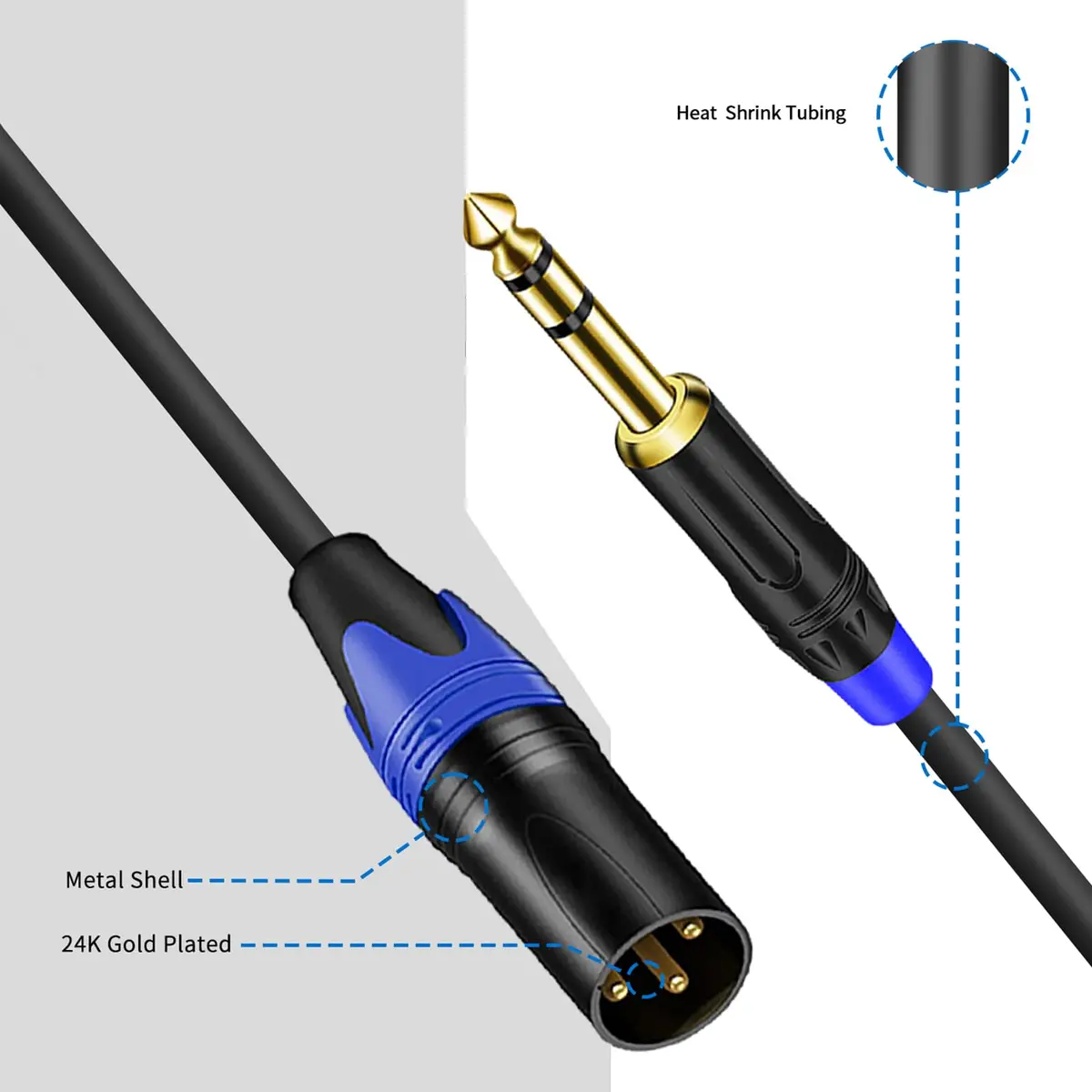 Seefeful Dual 1/4" TRS to XLR Male Cable 2m (6.6ft) | Balanced Audio Y Splitter Patch Cord for Microphone, Mixer, Amplifier - view 8