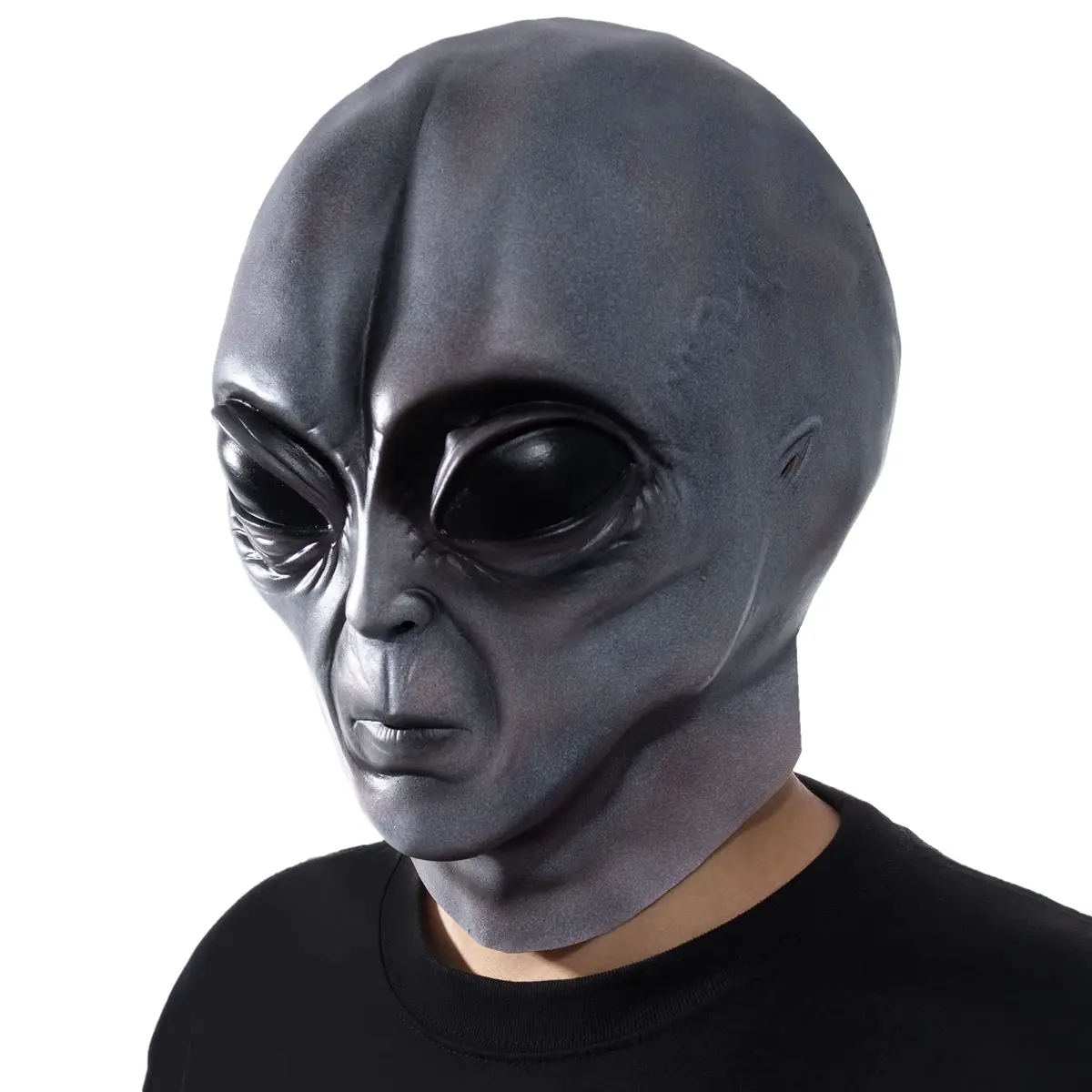 Vmonke Alien Face Mask | Realistic Extraterrestrial Prank Halloween Costume (12x2 inch) - view 2