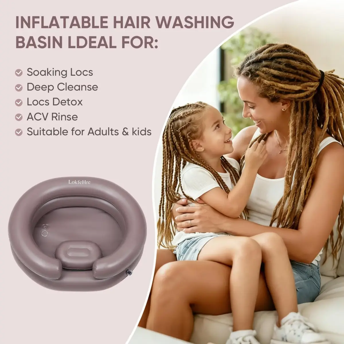 LOKFEHRE Inflatable Shampoo Basin with Pillow for Bedridden 26-inch Outer | 18-inch Inner Basin, Brown - view 6
