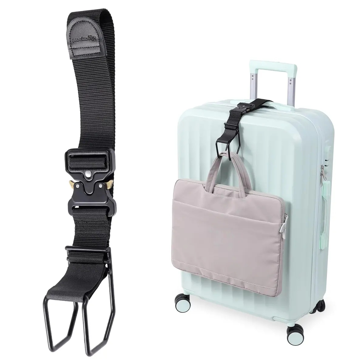 Vigorport Luggage Hook Strap, J Hook for Add A Bag Travel Essential | Heavy Duty Adjustable Nylon Webbing (70-120c) - main product image