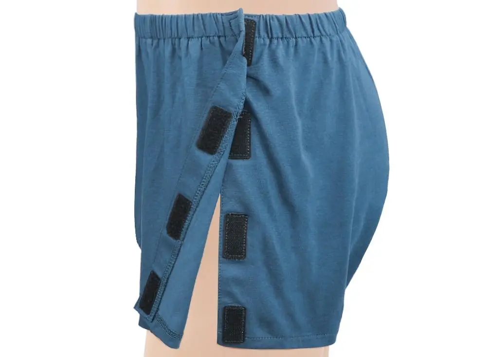SIQITECHNO Post Surgery Underwear Cotton Tear away Reusable Boxer Shorts Blue | Breathable & Reusable Recovery Briefs - main product image