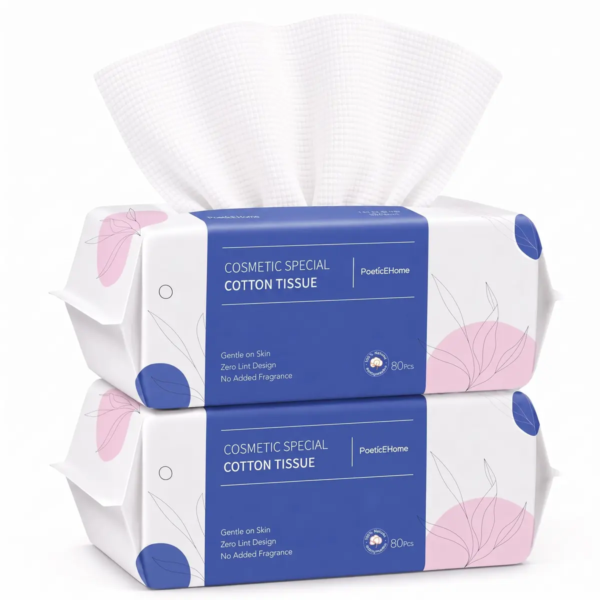 PoeticEHome Disposable Facial Towels 160 pcs | Thick Yet Soft Cotton Wipes for Daily Face Cleansing - main product image