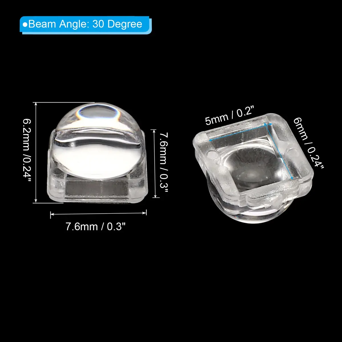 PATIKIL LED Convex Lens 30 Pack | 30 Degree Beam Acrylic Optical Lens for 5050 LED - view 2