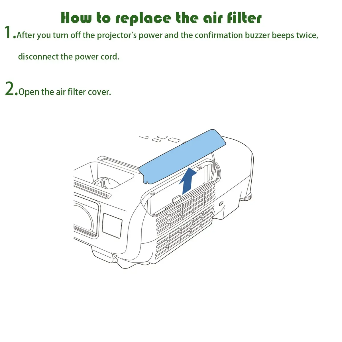 Greenafil ELPAF32 Projector Air Filter for Epson Home Cinema 880, 1080, 4" x 2" x 0.4" | Protects Projector from Dust & Smoke - view 6