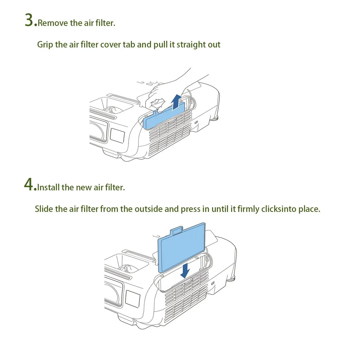 Greenafil ELPAF32 Projector Air Filter for Epson Home Cinema 880, 1080, 4" x 2" x 0.4" | Protects Projector from Dust & Smoke - view 7