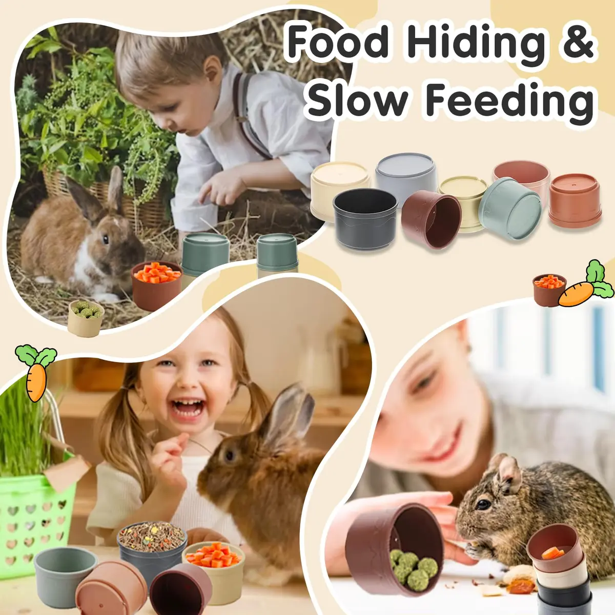Iffitya 8 Pcs Stacking Cups for Rabbits | Colorful Bunny Toys for Small Animals, Nesting & Foraging - view 2