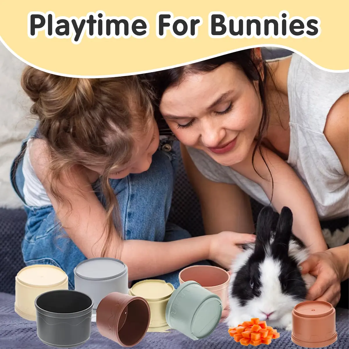 Iffitya 8 Pcs Stacking Cups for Rabbits | Colorful Bunny Toys for Small Animals, Nesting & Foraging - view 4