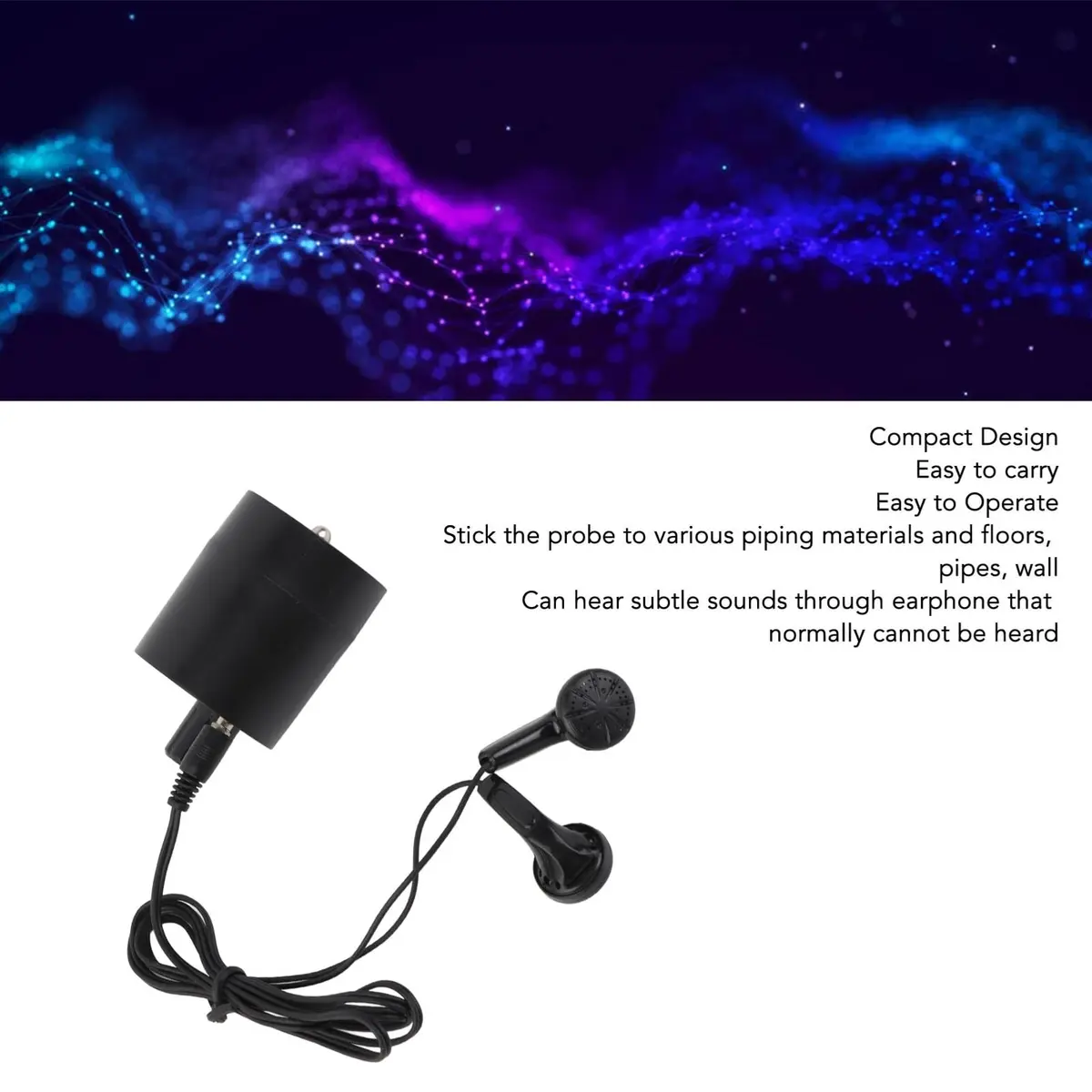 EBTOOLS Wall Pipe Leak Listen Detector with Amplifier & Earphone | 61mm x 35mm - view 2