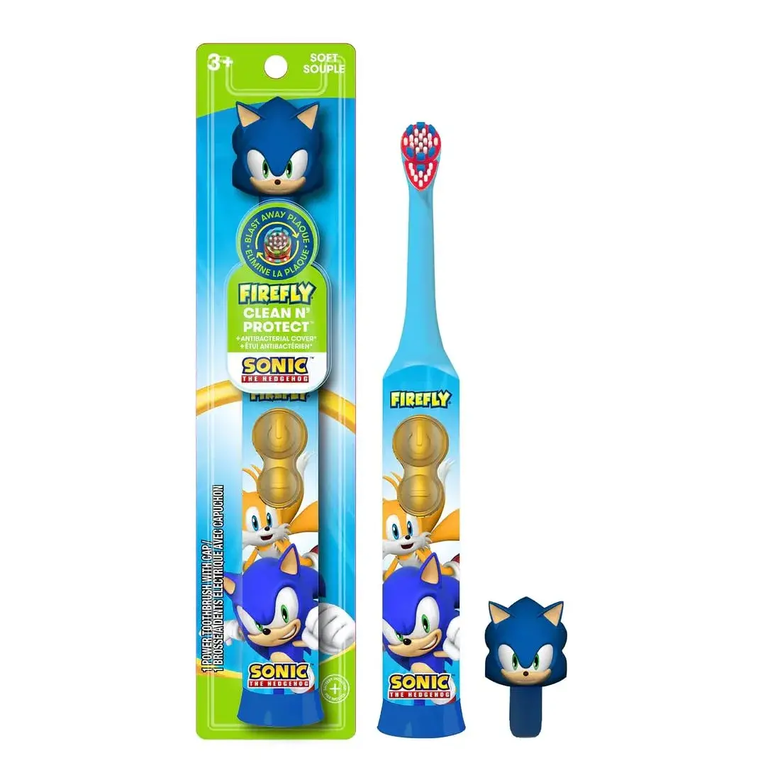 FIREFLY Sonic The Hedgehog Toothbrush 3-Pack | Battery Included, Ages 3+ - main product image