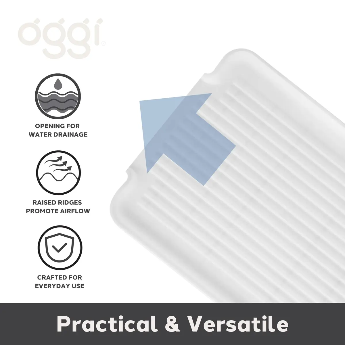Oggi White Rigid Dish Drain Board & Drying Tray 44cm x 31.7cm (17.25 x 12.75'') | Drains Water Directly to Sink - view 5