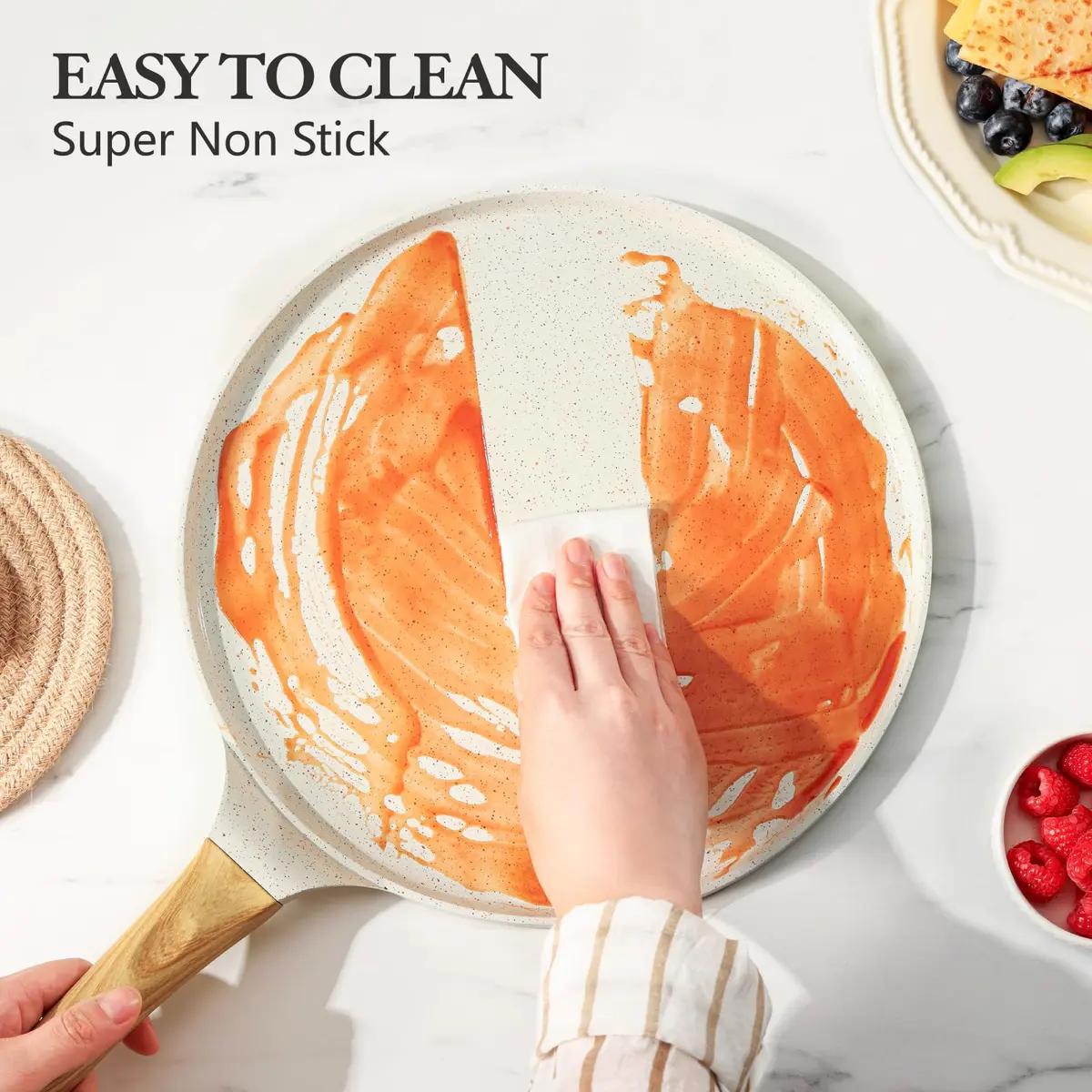 SENSARTE 12 Inch (30.48 cm) Ceramic Nonstick Crepe Pan | Induction Compatible Dosa Tawa - view 5