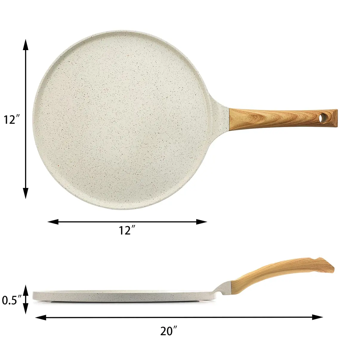 SENSARTE 12 Inch (30.48 cm) Ceramic Nonstick Crepe Pan | Induction Compatible Dosa Tawa - view 6